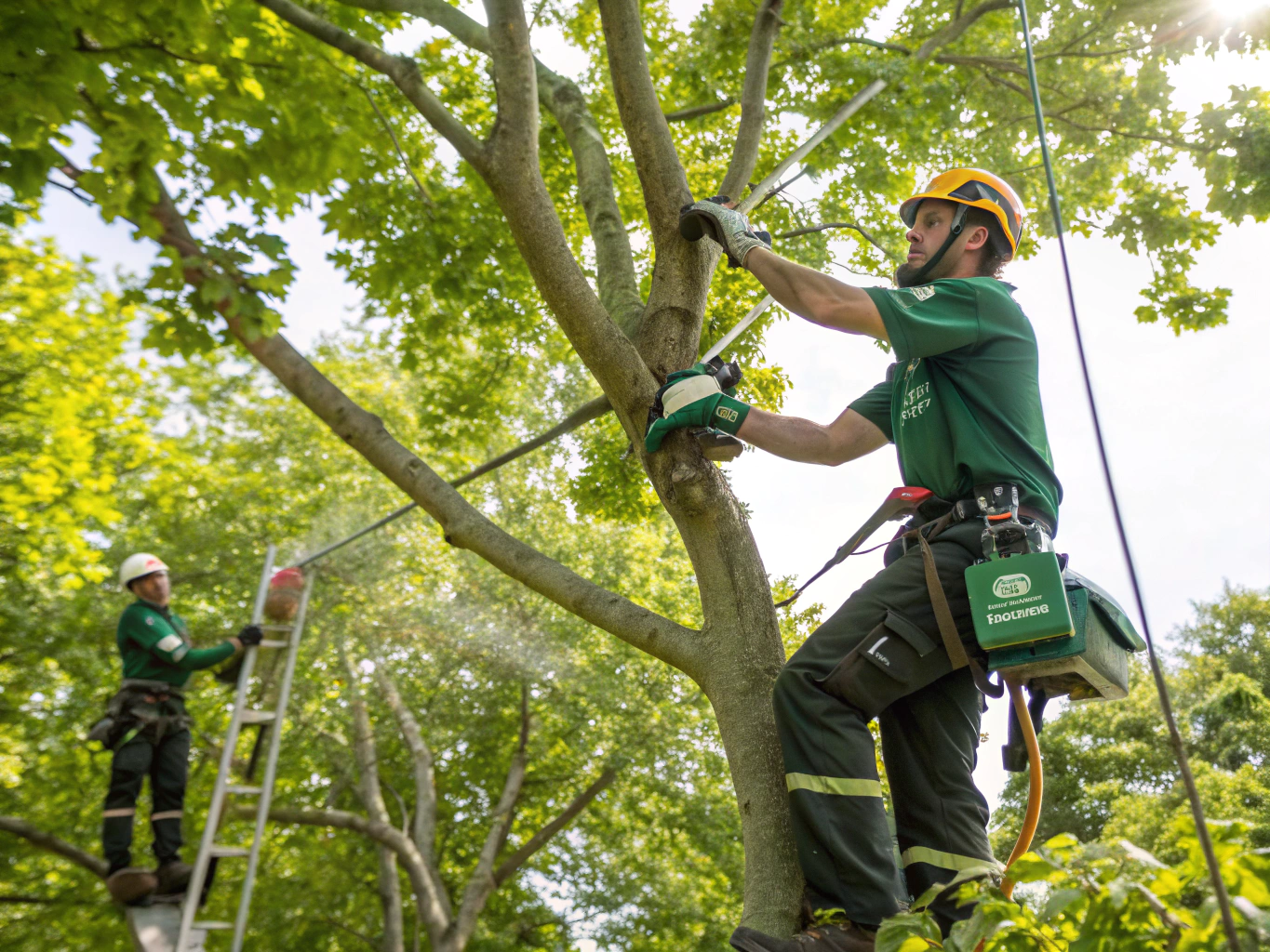 Frondly arborist team collaborating on site